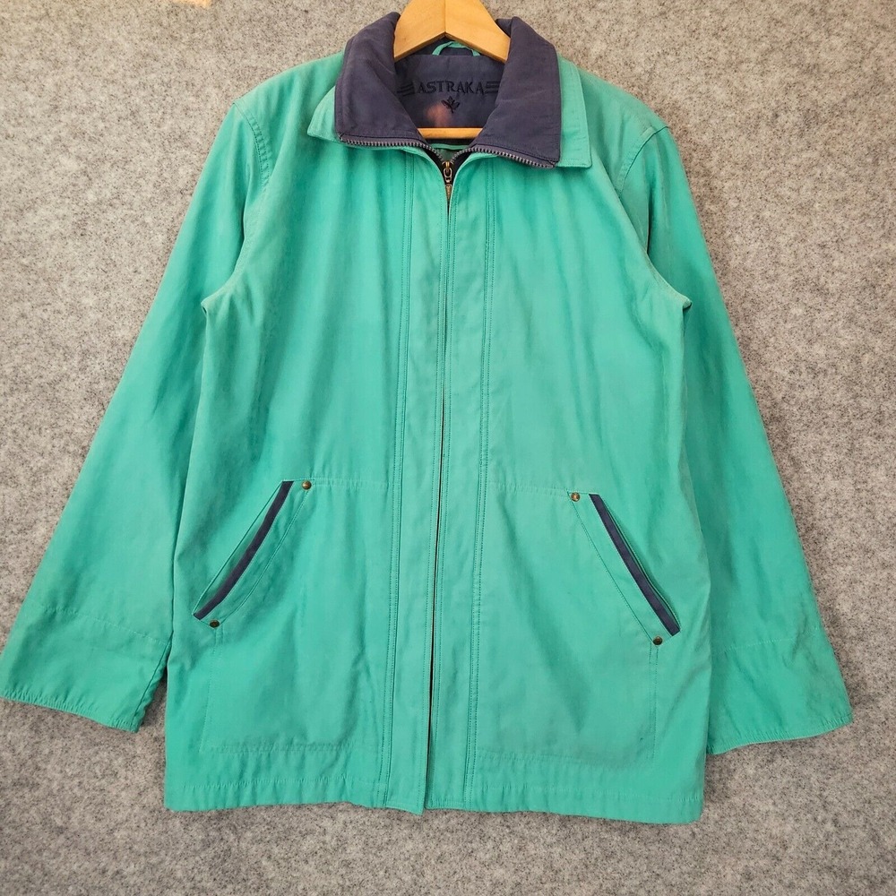 90s Indie Sleaze Windbreaker Jacket Womens S ASTRAKA Turquoise Navy Field Gorp